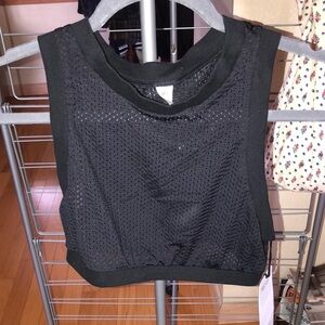 Black Mesh Sleeveless Crop Top